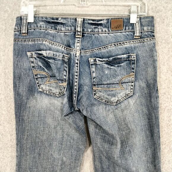 American Eagle Bootcut Jeans  2 x 29 Short Denim Cotton Blue Faded Light Wash - Picture 8 of 10